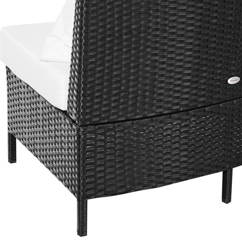 Set Salotto da Giardino Divano in Rattan Sintetico e Tavolino  Nero-7