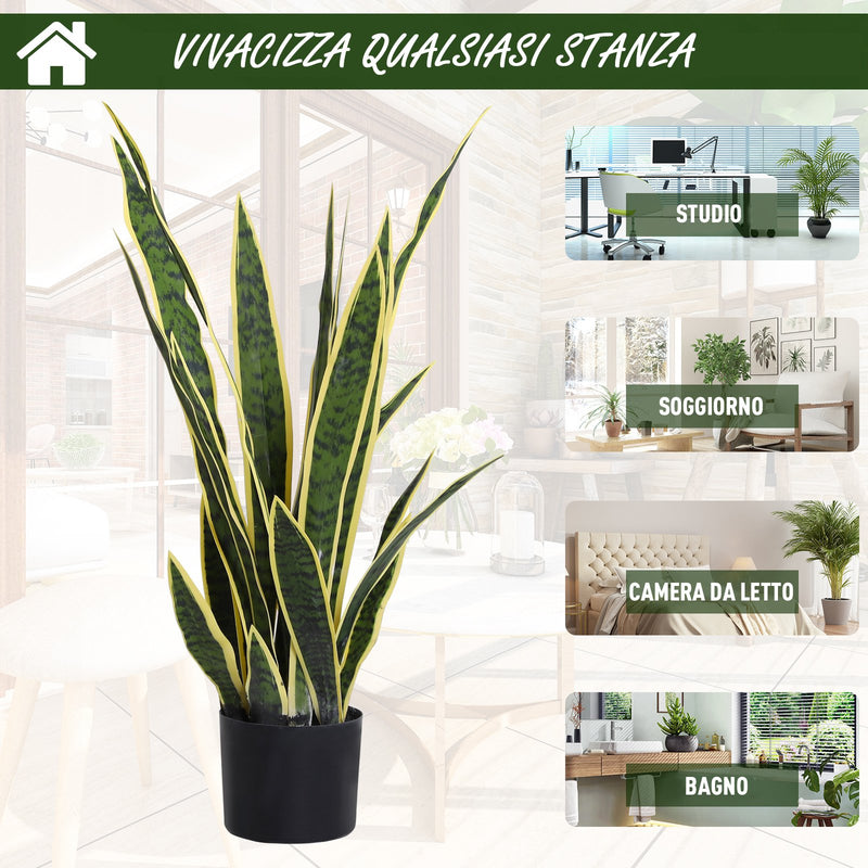 Pianta Artificiale Sanseveria Ø15x80 cm con Vaso  Verde-7