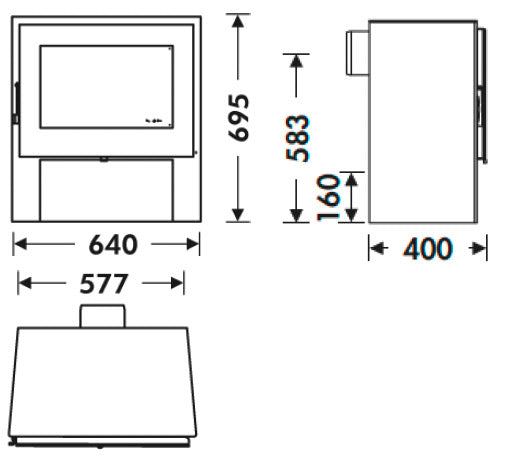 Stufa a Legna 6,7 kW 69,5x64x40 cm Naxos Nera-3