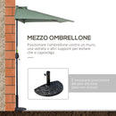 Ombrellone da Giardino Semicircolare in Alluminio 269x138x236 cm  Shade Verde-5