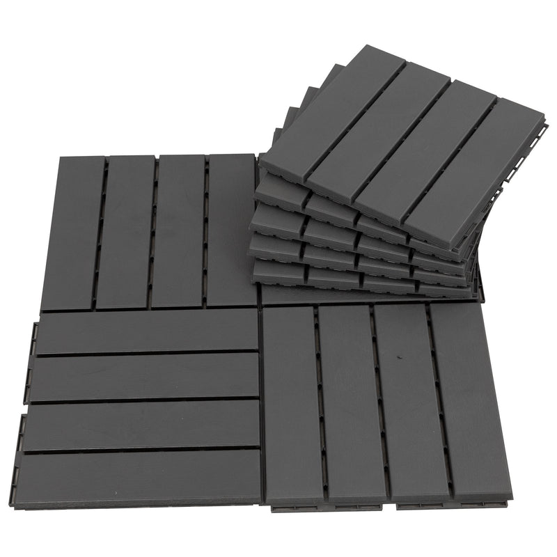 Set 9 Mattonelle a Incasto Effetto Legno 30x30x2 cm  Deck Nero-7