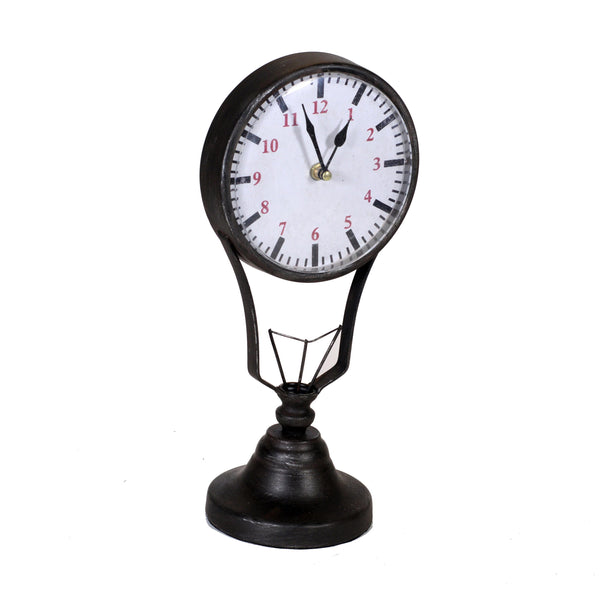 sconto Horloge de table en métal noir avec ampoule 24x15xh48 cm