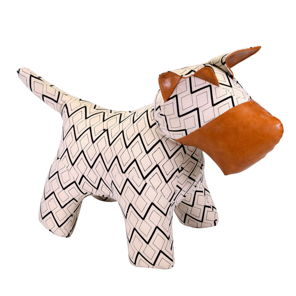 online Cale-porte en tissu simili cuir chien blanc marron cm 58x25xh42