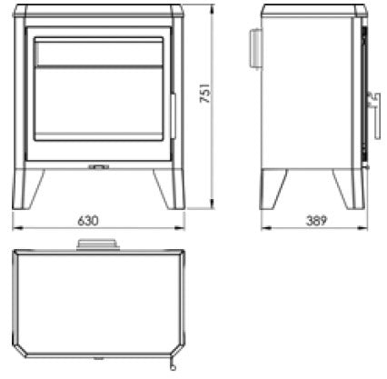 Stufa a Legna 7,1 kW 75,1x63x38,9 cm Nice Nera-3