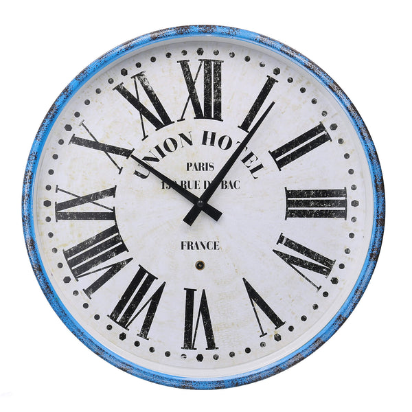 Horloge ronde métal bleu blanc Ø39x6 cm sconto