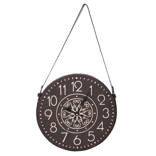 online Horloge en bois blanc noir cm Ø37/66x3