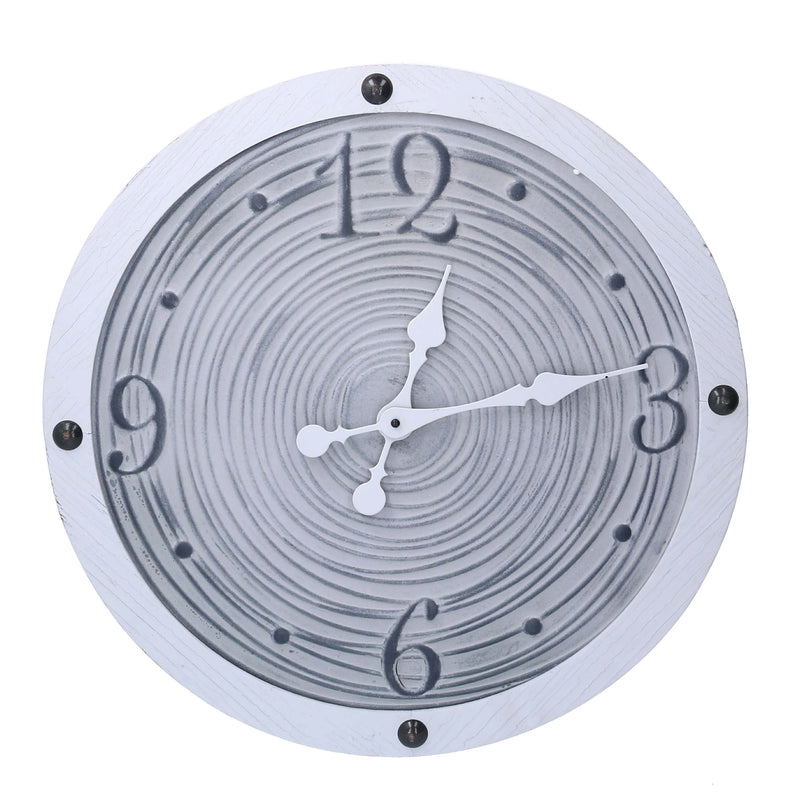 Orologio in legno bordo bianco cm Ø50x3-1