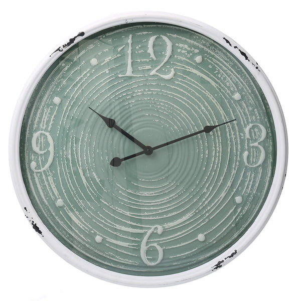 sconto Horloge en métal avec bordure verte et blanche cm Ø48x6