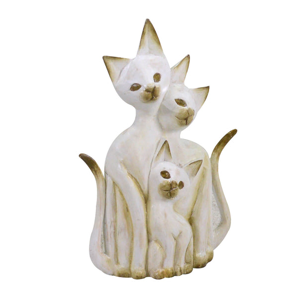 acquista Figurine chat en bois marron et blanc cm 26x7xh40