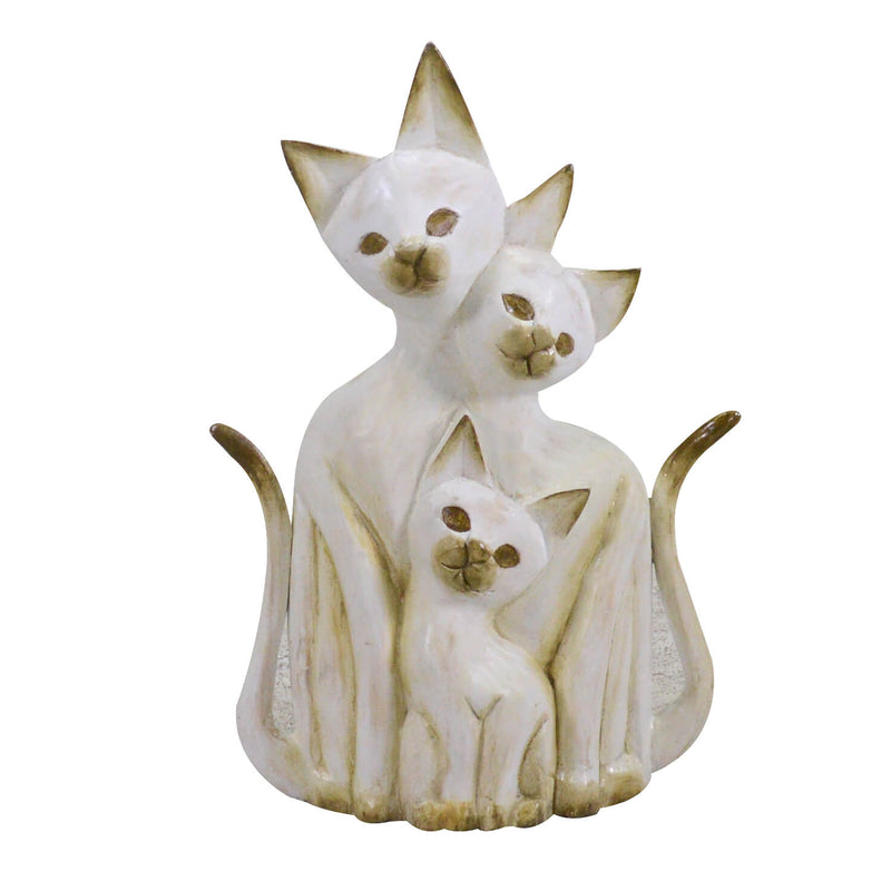 Statuina Gatto in legno bianco marrone cm 26x7xh40-2