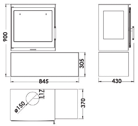 Stufa a Legna 7,1 kW 90x84,5x30,5 cm Charme Nera-3