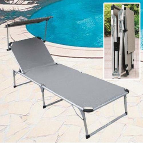 Chaise longue pliante Kenya en aluminium avec parasol pour meubles de piscine de jardin  sconto