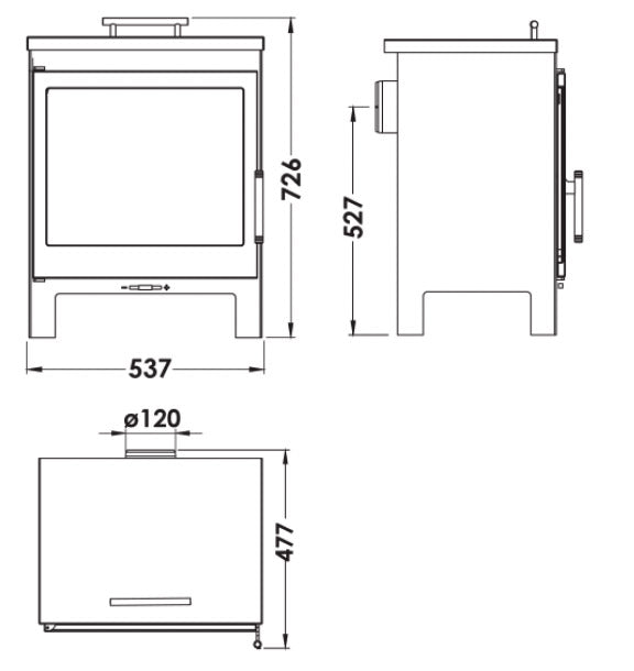 Stufa a Legna 8 kW 72,6x53,7x47,7 cm Dover Nera-3