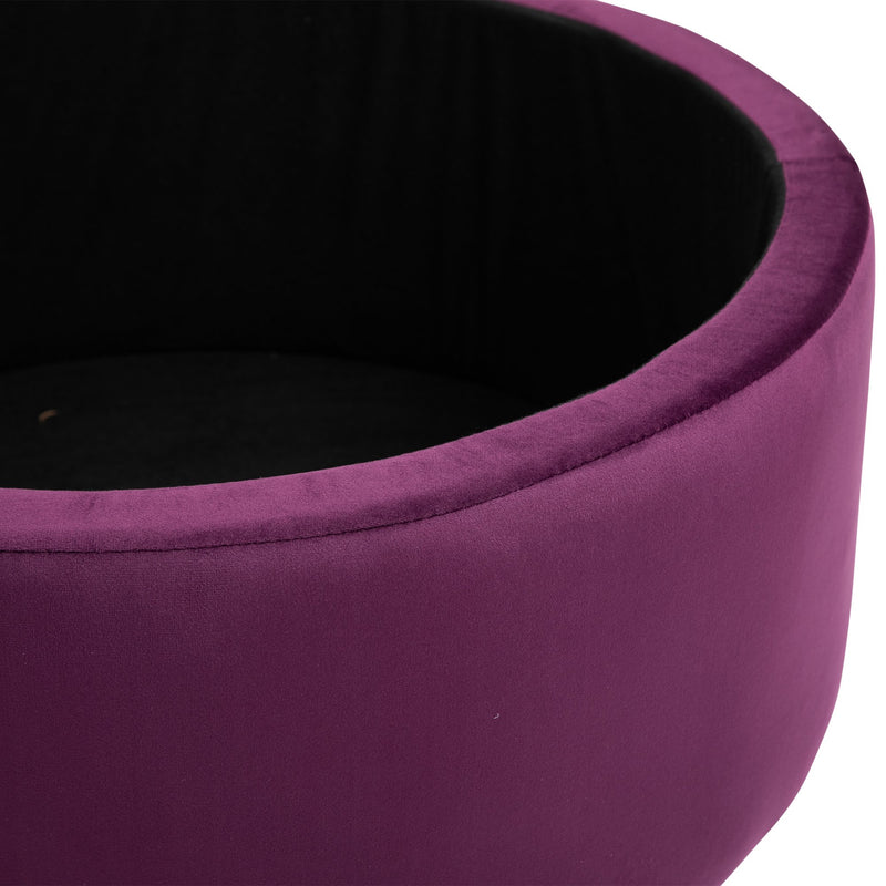 Pouf Contenitore con Coperchio in Velluto con Bottoni Trapuntati   Viola-9