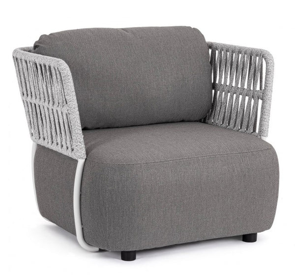 sconto Fauteuil 92x86x79h cm avec coussins Palmer blanc/gris