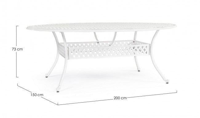 Tavolo da Giardino 200x150x73h cm Ivrea Bianco-2