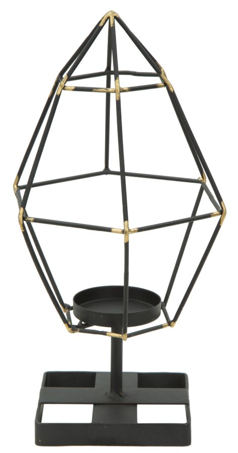 Bougeoir Piramid Lumineux 15x13x29 cm en Fer Noir et Doré acquista