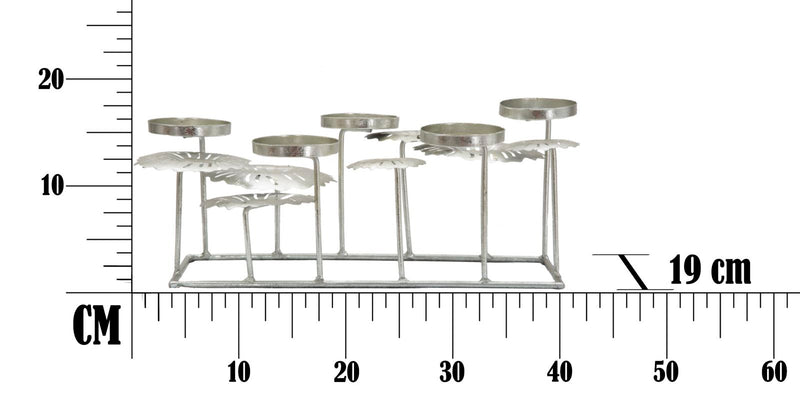 Portacandele Rett-Plus Argento 40x19x15,5 cm in Ferro Argento-9