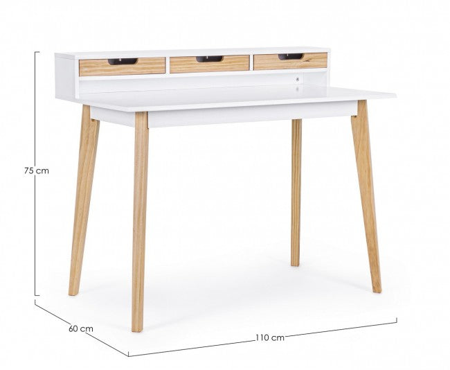 Scrivania con Cassettiera 110x60x75 cm Toronto in Legno-2