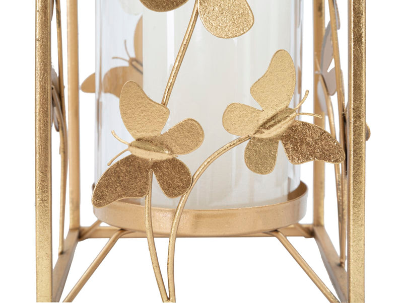 Portacandele Glam Butterfly 14x14x29 cm in Ferro Oro-2