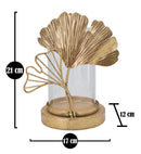 Portacandele Leaf 17x12x21 cm in Ferro e Vetro Oro-6