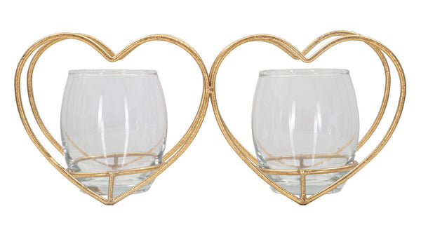 prezzo Bougeoir Coeur 27,5x9,5x12,5 cm en Fer et Verre Doré