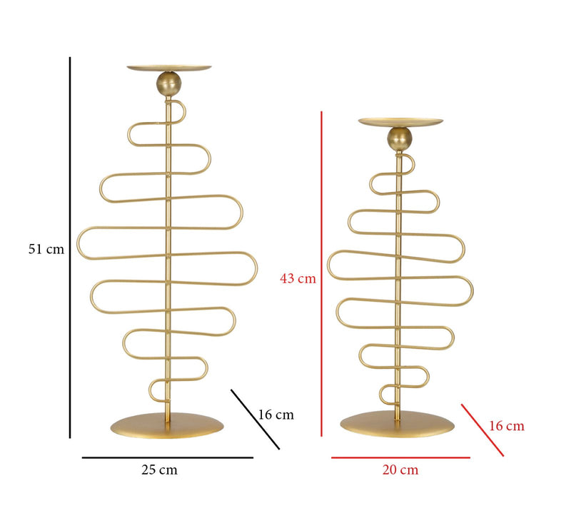 Set 2 Portacandele da Tavolo in Metallo Oro-8