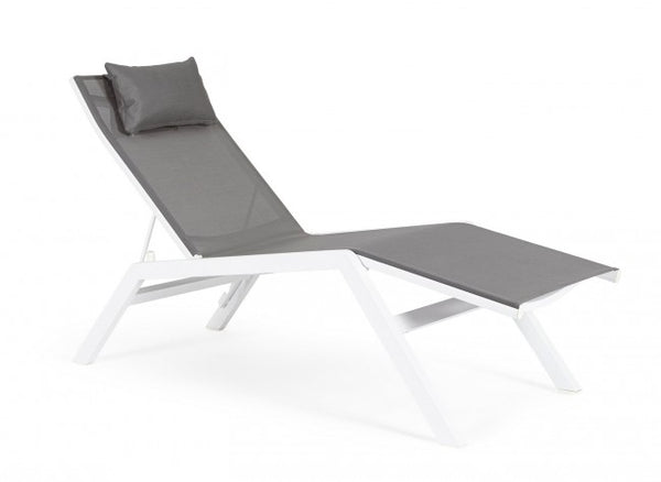 Lettino Chaise Longue da Giardino 65,5x177x105h cm con Cuscino Poggiatesta Krion Bianco acquista