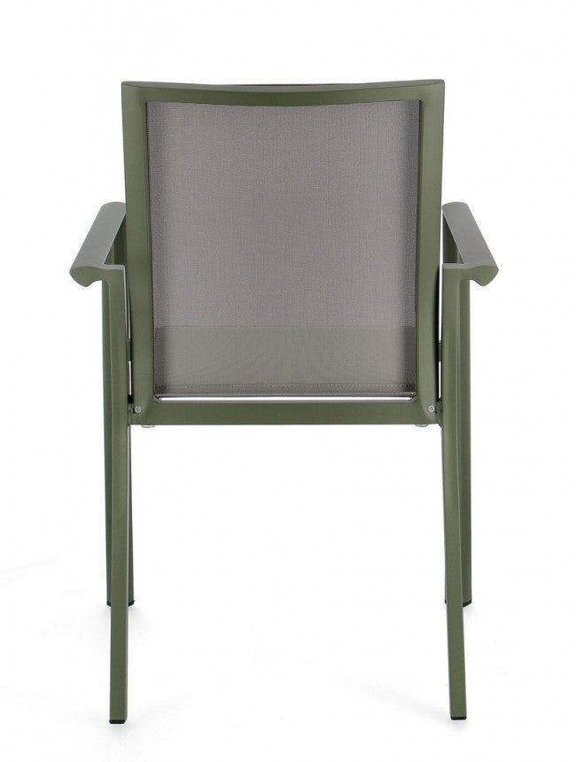 Set 4 Sedie da Giardino 56,2x60x88h cm con Braccioli Konnor Verde-5