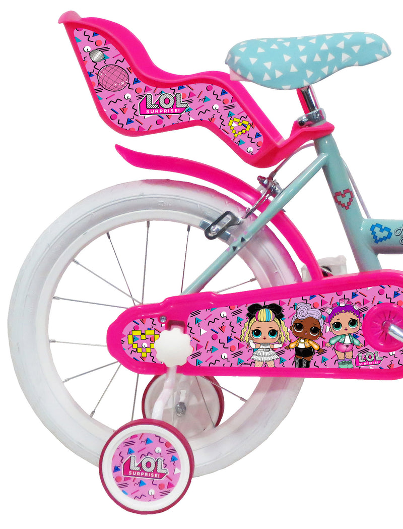 Bicicletta per Bambina 16" 2 Freni  Lol Verde Marine e Rosa-2