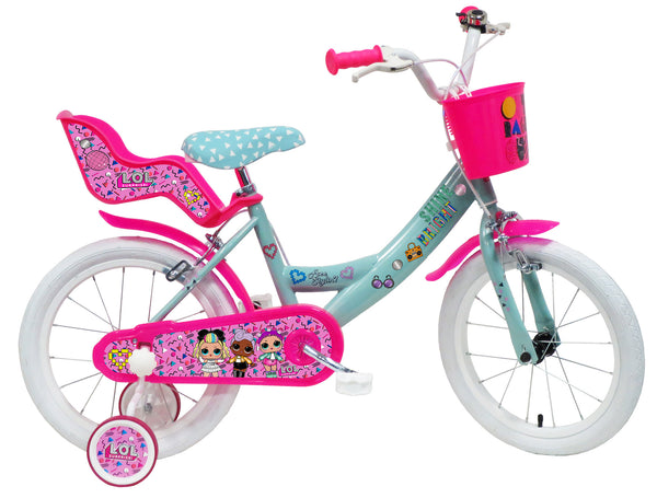 Vélo Fille 16" 2 Freins Lol Marine Vert et Rose sconto