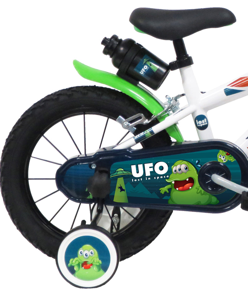 Bicicletta per Bambino 14" 2 Freni  Ufo Bianca/Verde-2