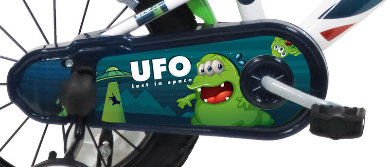 Bicicletta per Bambino 14" 2 Freni  Ufo Bianca/Verde-6