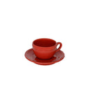 Set 6 Tazzine da Caffè con Piattino Ø7,5xh5 cm in Gres Porcellanato Juliet Rosso-2