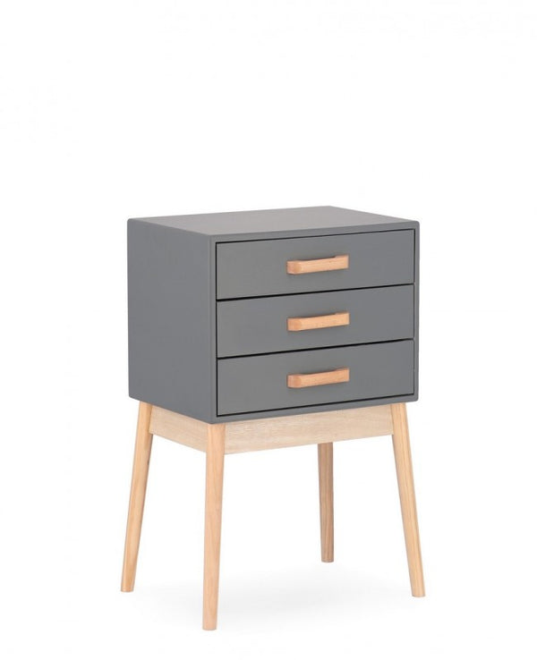 Commode 3 tiroirs 43x30x68 cm Ordinaire en Bois Gris sconto