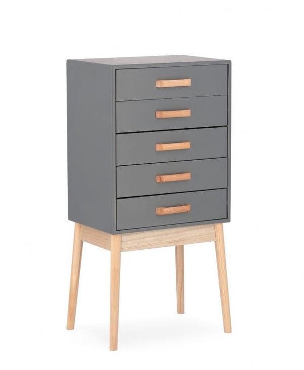 Commode 5 tiroirs 43x30x88 cm Ordinaire en Bois Gris prezzo