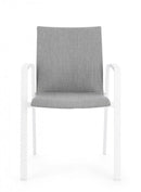 Set 4 Sedie da Giardino 55,5x60x83h cm con Braccioli Odeon Bianco Grigio-4