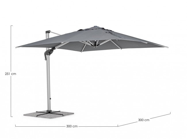 Ombrellone da Giardino Decentrato 3x3x2,51h m Ines Grigio Scuro -2