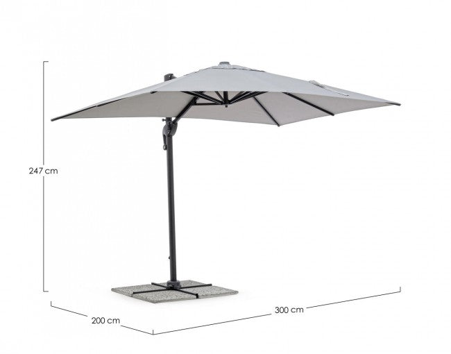 Ombrellone da Giardino Decentrato 3x2x2,47h m Ines Antracite e Grigio Chiaro -2