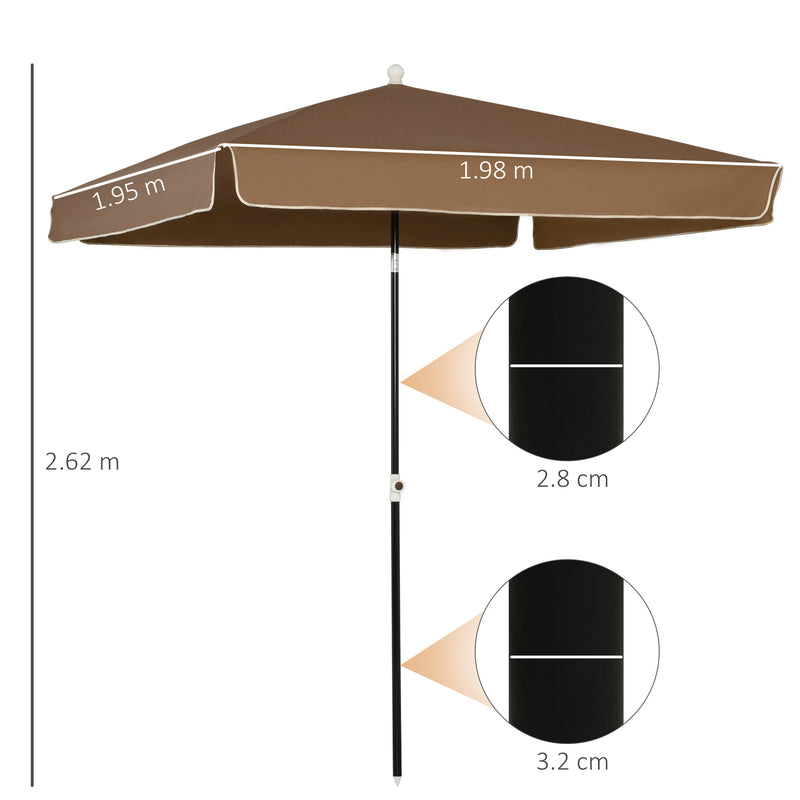 Ombrellone da Giardino 2x2m in Matallo e Poliestere Marrone-3