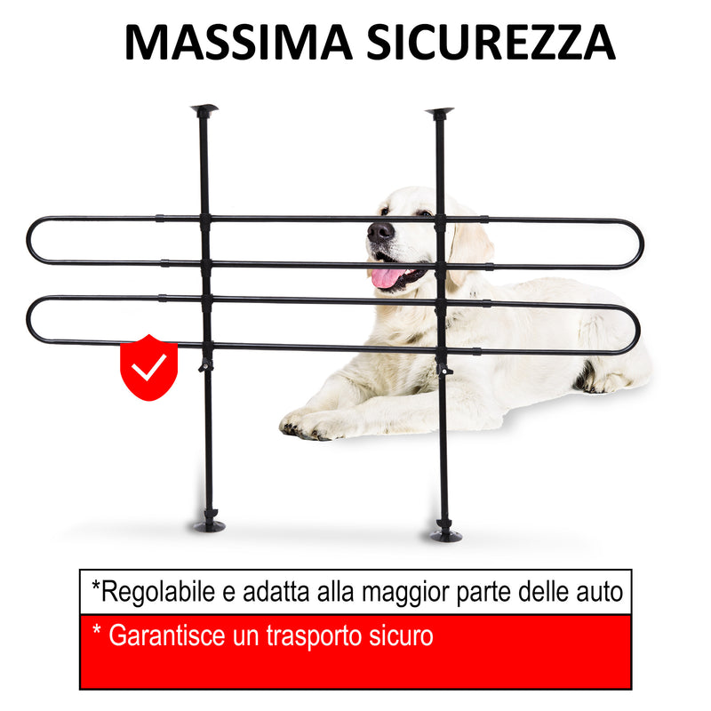 Griglia Divisoria Regolabile per Trasporto Cani per Auto Nero-5