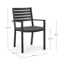 Set 4 Sedie da Giardino 55x56,5x86,5h cm con Braccioli e Cuscini Helina Antracite-3