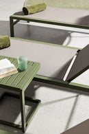 Set 4 Lettini Prendisole da Giardino 78x195x90h cm con Ruote Konnor Verde -6