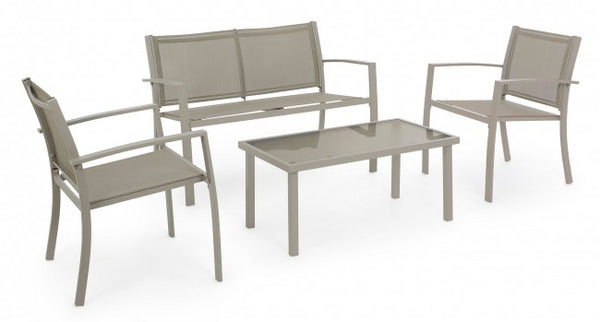 prezzo Salon de Jardin Canapé 2 Fauteuils et Table Basse Peder Tortora