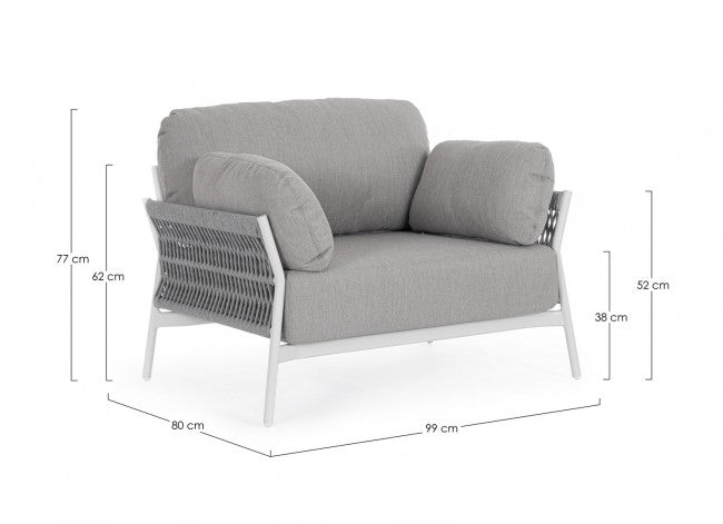 Poltrona 99x80x77h cm con Cuscini Pardis Bianco/Graphite -2