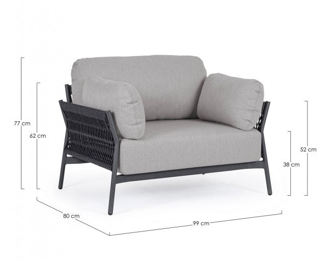 Poltrona 99x80x77h cm con Cuscini Pardis Antracite/Graphite -2