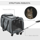 Trasportino per Cani e Gatti 4 in 1 Pieghevole 50x31x37 cm con Maniglia Telescopica Grigio-7