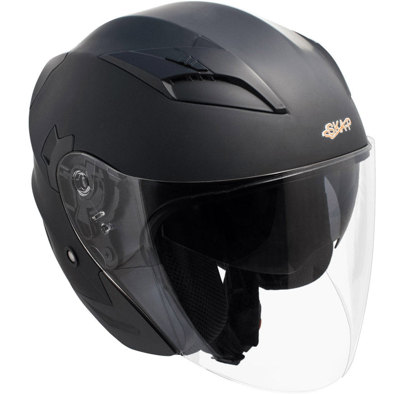 Casco Demi-Jet per Scooter Visiera Lunga SKA-P 1 PH Bolt Nero Gommato -1