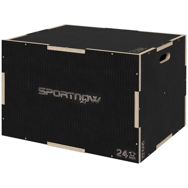 Jump Box pliométrique à 3 hauteurs 76-61-51 cm en bois antidérapant noir online