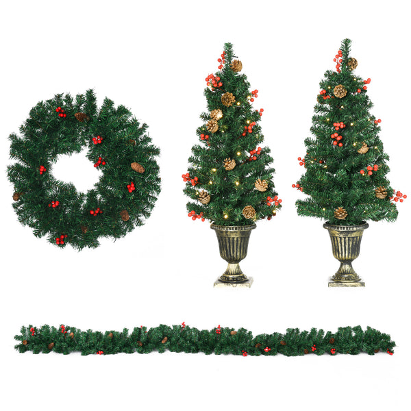 Set de décoration de Noël 4 pièces 2 sapins de Noël Ø40x90 cm Couronne de Noël et couronne de Noël sconto